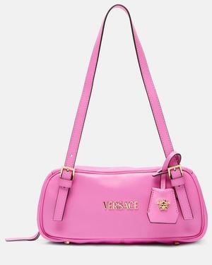Versace Tag Bowling Leather Shoulder Bag - Pink