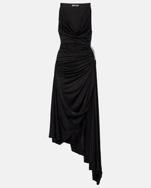 David Koma Asymmetric Crystal-Embellished Gown - Black