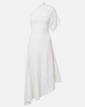 Alaïa Asym Ray Virgin Wool Midi Dress - White