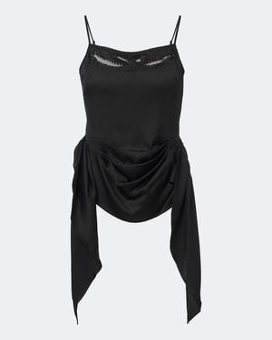 JACQUES WEI Top Lencero De Saten Drapeado - Negro