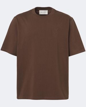 Ami Paris Cotton Jersey T-Shirt - Brown