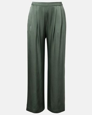 Asceno Pantalones Anchos Isola De Sarga De Seda - Verde
