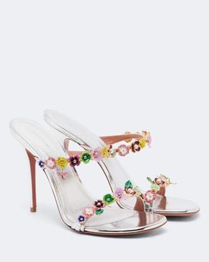 AMINA MUADDI Vittoria Floral Embellished Sandals - White