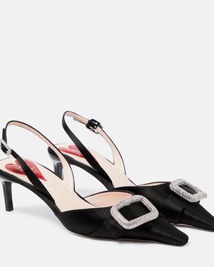 Roger Vivier Dorsay Embellished Satin Slingback Pumps - Black