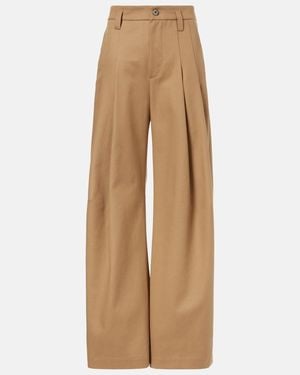 Brunello Cucinelli Monili Cotton Wide-Leg Pants - Natural
