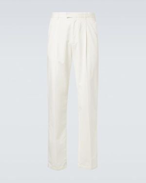 The Row Belamy Cotton And Cashmere Straight Trousers - White