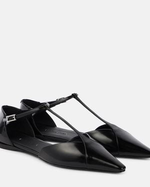 Max Mara Fsilkway Leather Ballet Flats - Black