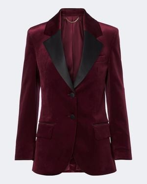 Victoria Beckham Camilla Cotton-Blend Velvet Tuxedo Jacket - Purple