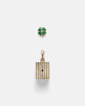 Yvonne Léon Set Aus Einzelnem Ohrring Trefle Aus 9Kt Gelbgold Und Diamanten Und Anhaenger Le Cubo - Mettallic