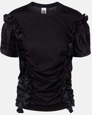 Noir Kei Ninomiya Ruffled Cotton Top - Black