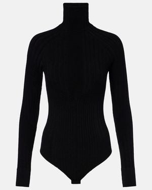 Perfect Moment Turtleneck Wool-Blend Jersey Bodysuit - Black