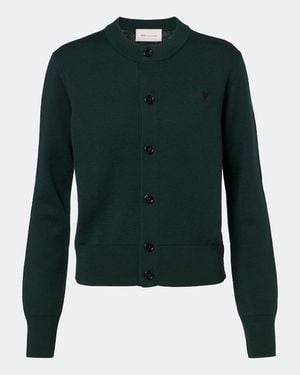 Ami Paris Cardigan Ami De Coeur Aus Wolle - Grün