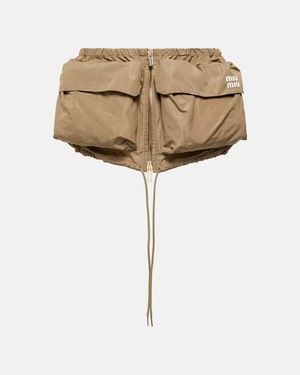 Miu Miu Drawstring Zip Miniskirt - Natural