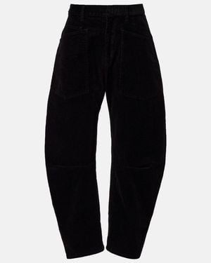 Nili Lotan Shon Cotton-Blend Barrel-Leg Trousers - Black