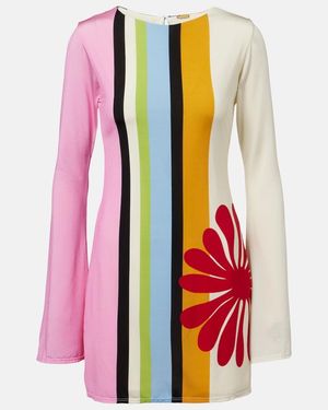 Cala De La Cruz Maisha Floral Striped Minidress - Pink