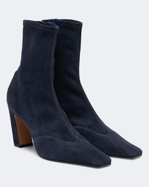 KHAITE Nevada Suede Ankle Boots - Blue