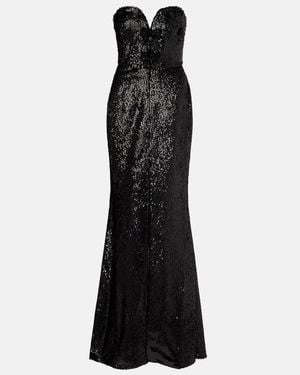 Elie Saab Sequined Strapless Silk-Blend Gown - Black