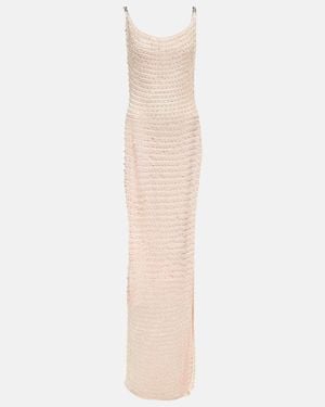 AYA MUSE Vatia Sequined Knitted Maxi Dress - White