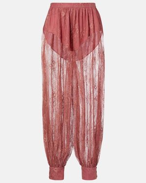 Bananhot Kendall Sheer Lace Balloon Trousers - Red