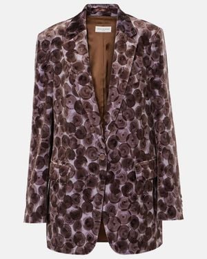 Dries Van Noten Printed Cotton-Blend Blazer - Brown