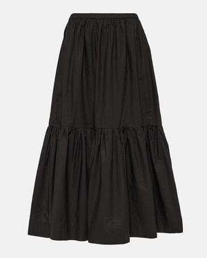 Ganni Organic Cotton Flounced Maxi Skirt - Black