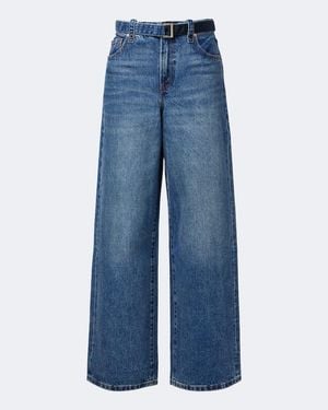 Sacai Belted Wide-Leg Jeans - Blue