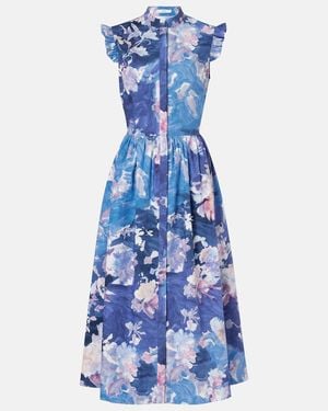 Erdem Flared Floral Midi Dress - Blue
