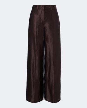 JOSEPH Jnane Linen And Silk Wide-Leg Pants - Brown