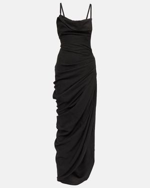 Jacquemus Elegant Asymmetrical Long Dress - Black