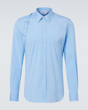 McQueen Cotton-Blend Poplin Shirt - Blue