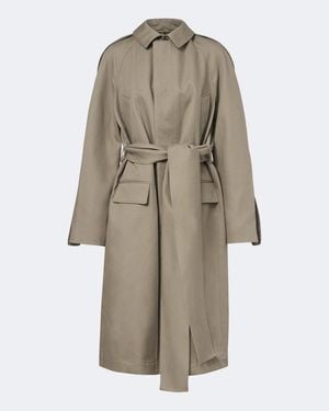 Victoria Beckham Belted Cotton Gabardine Coat - Natural
