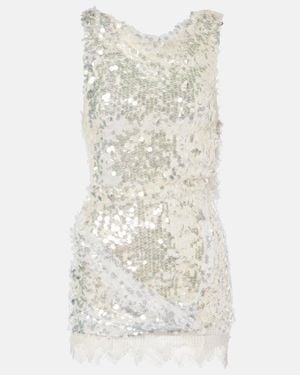 Christopher Esber Opaline Sequined Lace-Trimmed Minidress - Natural