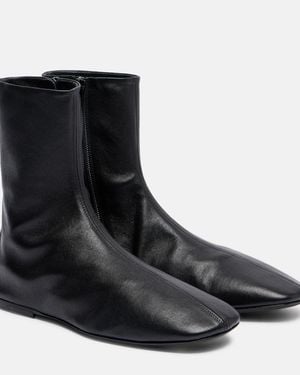 Dries Van Noten Globe Leather Ankle Boots - Black