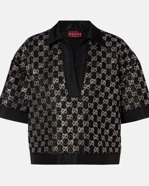 Gucci Top Gg Mit Kristallen - Schwarz