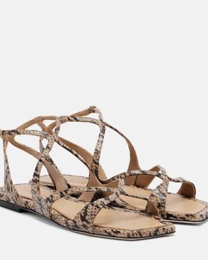 Jimmy Choo Ayla Snake-Effect Leather Sandals - Metallic