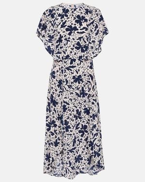 Stella McCartney Floral Silk Midi Dress - Blue