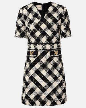 Valentino Vgold Checked Tweed Minidress - Black