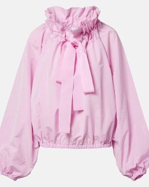 Patou Iconic Bow-Detail Ruffled Cotton Blouse - Pink