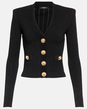Balmain Cardigan mit strukturierten Schultern - Schwarz