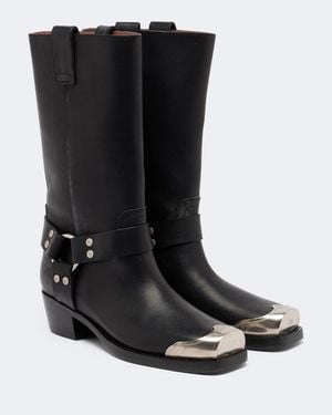 Paris Texas Roxy Embellished Leather Biker Boots - Black