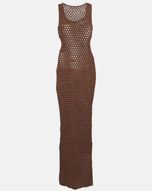 SIR. Aline Cutout Crochet Midi Dress - Brown