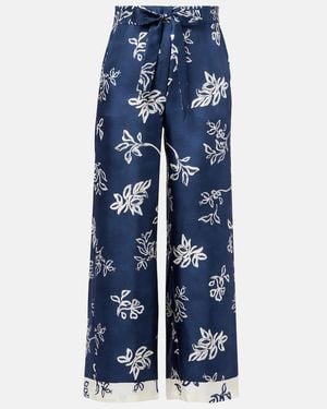 Max Mara Cinzia High-Rise Silk Wide-Leg Pants - Blue