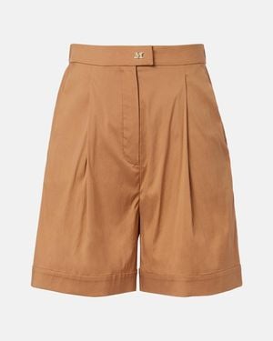 Max Mara Medeola Pleated Cotton-Blend Bermuda Shorts - Brown
