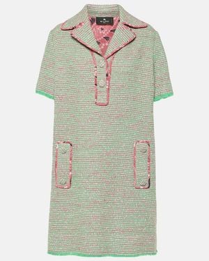 Etro Wool And Cotton-Blend Tweed Minidress - Green