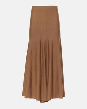 KHAITE Mayu Knitted Wool Midi Skirt - Brown