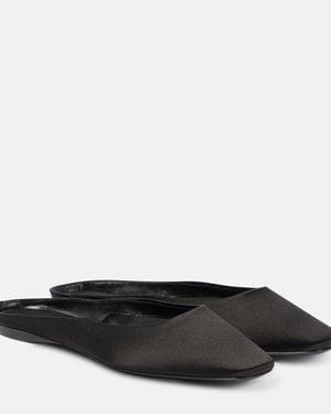 Saint Laurent Lido Satin Crepe Flats - Black