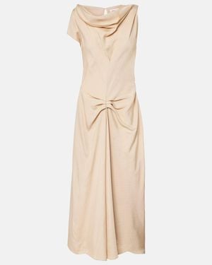 Victoria Beckham Deconstructed Gathered Midi Dress - Natural