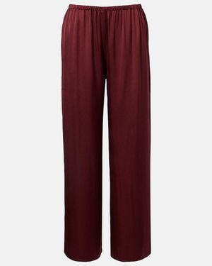 Asceno Austin Silk Satin Wide-Leg Trousers - Red