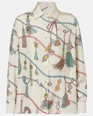 Versace Bedruckte Bluse Aus Seiden-Twill - Mettallic