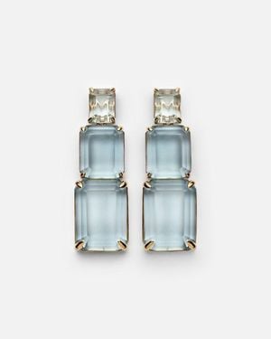 Mateo Pendientes Arithmetic Composition De Oro De 14 Ct Con Topacios - Azul